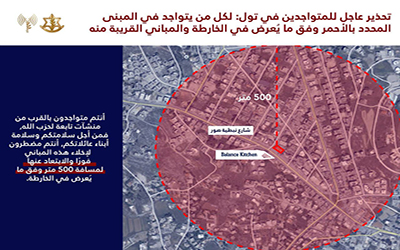 تحذير اسرائيلي بقصف مبنى في تول (منصة «أكس»)