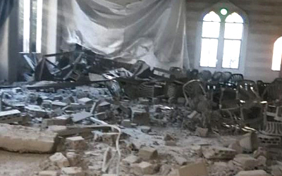 أضرار في قاعة الوحدة الوطنية في  المجلس الشيعي بتاريخ 16 تشرين الثاني 2024 (متداول)