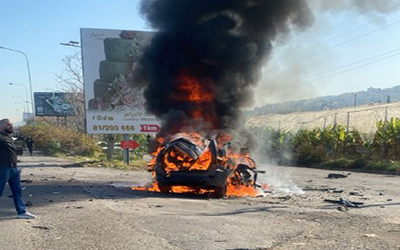 استهداف سيارة على اوتوستراد الغازية (موقع بنت جبيل)