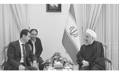 «الحاج فادي» حاضرًا بين الرئيس السوري والرئيس الغيراني، المصدر: أم تي في