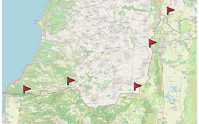 النقاط الخمس التي تمركز الجيش الإسرائيلي فيها
