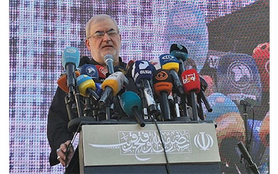 كلمة محمد رعد أمام السفارة الإيرانية (موقع التوحيد)