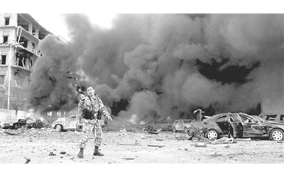 اغتيال رئيس الوزراء اللبناني رفيق الحريري، 14 شباط 2005، المصدر: الشرق الأوسط