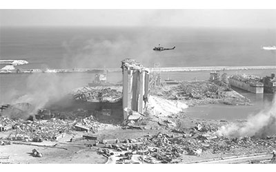 المرفأ بعد انفجاره، المصدر: سكاي نيوز